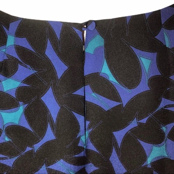 J. Crew Blue & Black Printed Three Quarter Sleeve Gallery Shift Mini Dress - Picture 6 of 11